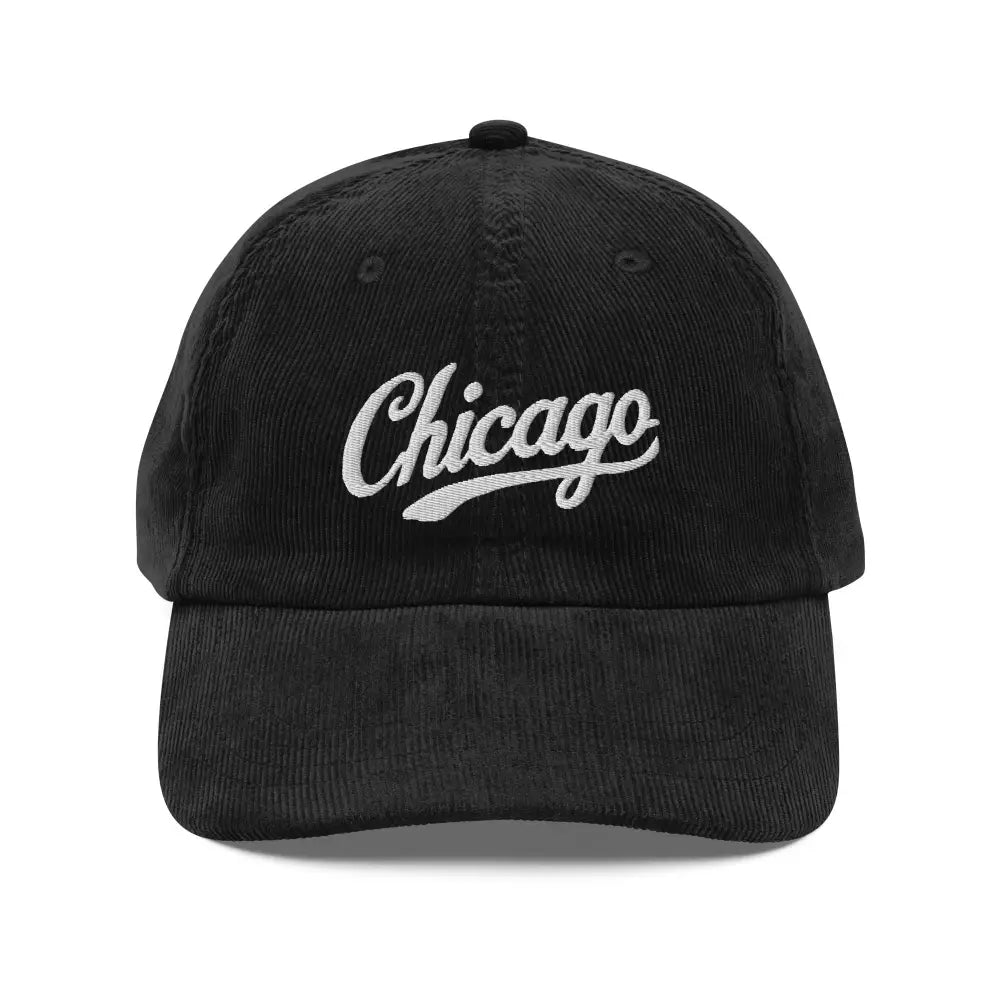 Chicago embroidered vintage corduroy cap with gold-colored buckle