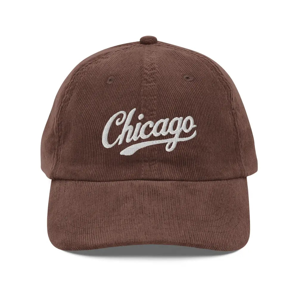 Chicago embroidered vintage corduroy cap with gold-colored buckle