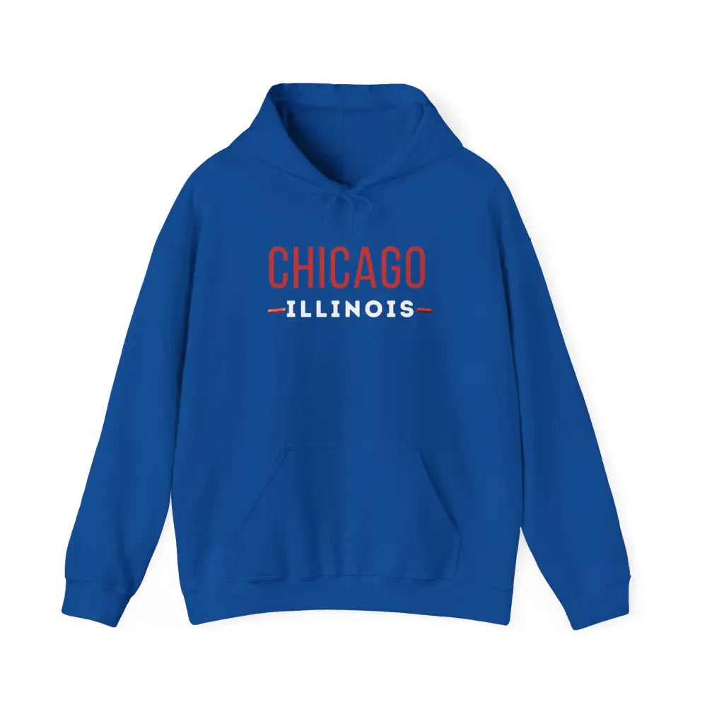 Chicago Illinois unisex heavy blend hoodie with blue fabric