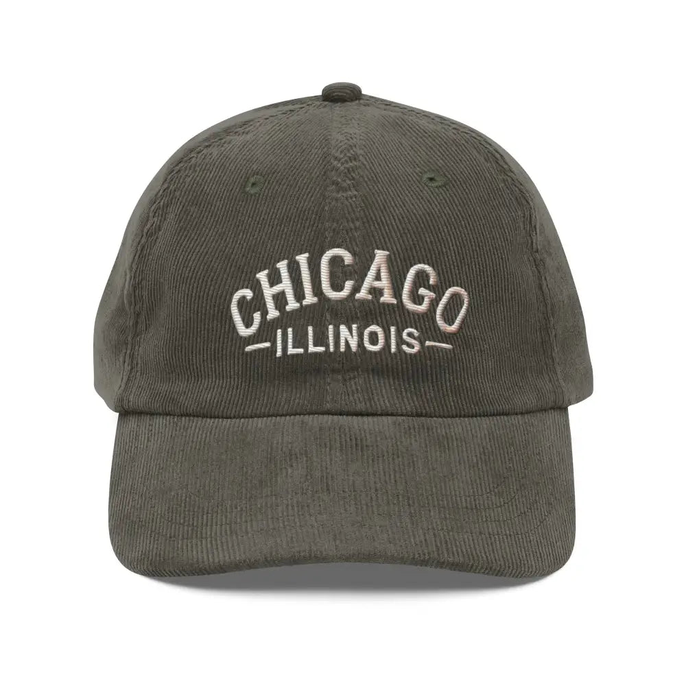 Chicago Illinois vintage embroidered corduroy baseball cap