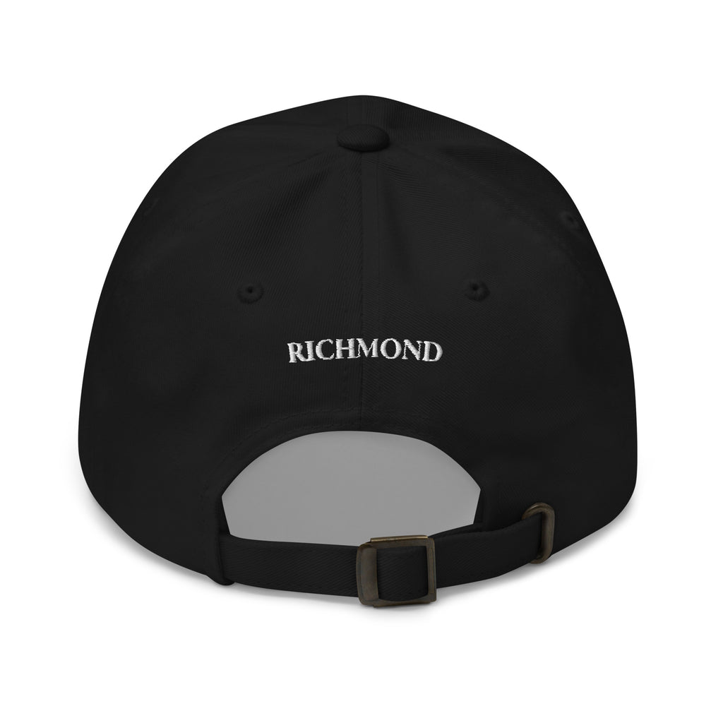 Great Blue Heron embroidered dad hat in black cotton twill unstructured low profile cap Trini Skies