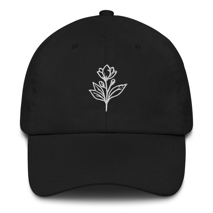 Minimalist Embroidered Floral Line Art Dad Hat Stylish and Adjustable Beautiful Simple Flower Hat