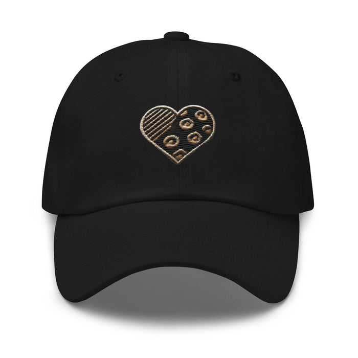 Animal Print Embroidered Heart Dad Hat - Stylish Low Profile Adjustable Cap Great Everyday Casual Hat