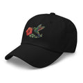 Black hummingbird embroidered dad hat tropical floral cap