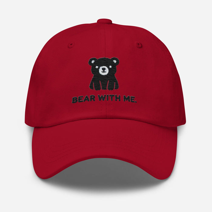 Embroidered "Black Bear - Bear with Me" Dad Hat, Low Profile Adjustable Cap Great Gift Camping Hat Hiking Hat