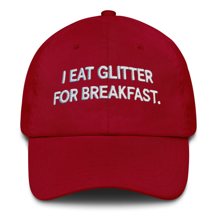 Embroidered I Eat Glitter for Breakfast Dad Hat – Fun Unisex Adjustable Cap Humor Funny Hat