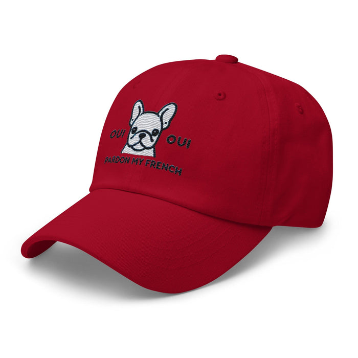 Embroidered "Yes Yes Pardon My French" French Bulldog Dad Hat, Low Profile Adjustable Cap