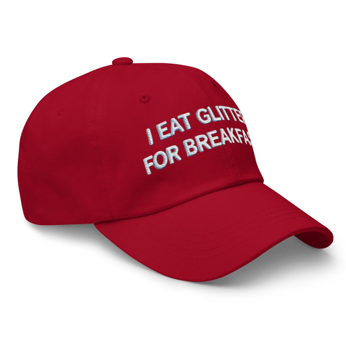 Embroidered I Eat Glitter for Breakfast Dad Hat – Fun Unisex Adjustable Cap Humor Funny Hat