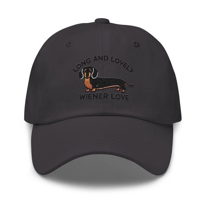 Embroidered "Dachshund Long and Lovely Weiner Love" Dad Hat, Low Profile Adjustable Cap Dog Hat