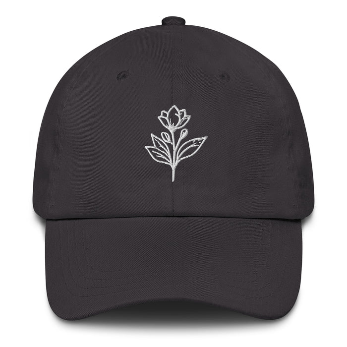 Minimalist Embroidered Floral Line Art Dad Hat Stylish and Adjustable Beautiful Simple Flower Hat