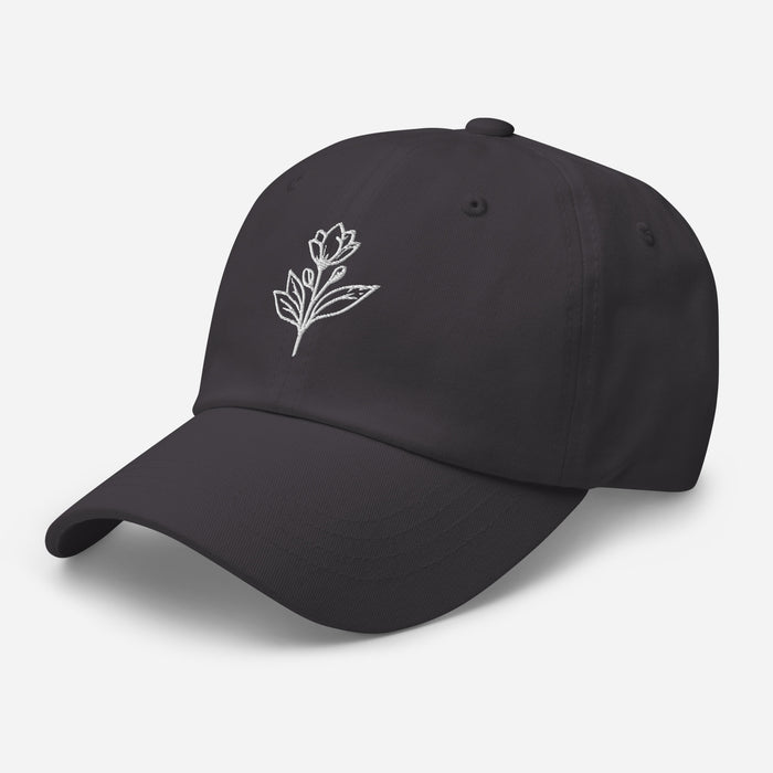 Minimalist Embroidered Floral Line Art Dad Hat Stylish and Adjustable Beautiful Simple Flower Hat