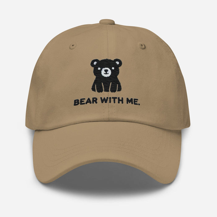 Embroidered "Black Bear - Bear with Me" Dad Hat, Low Profile Adjustable Cap Great Gift Camping Hat Hiking Hat