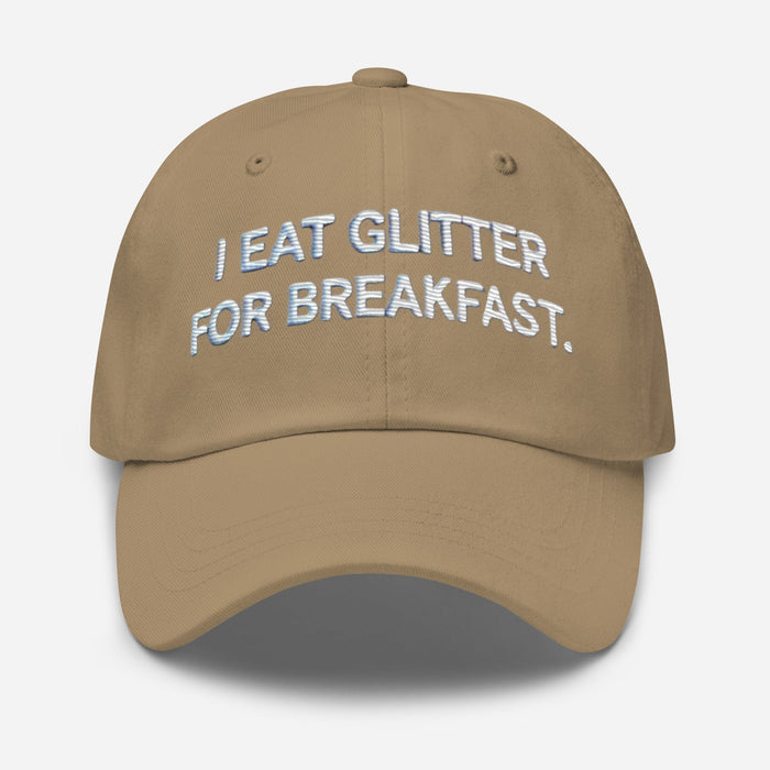 Embroidered I Eat Glitter for Breakfast Dad Hat – Fun Unisex Adjustable Cap Humor Funny Hat