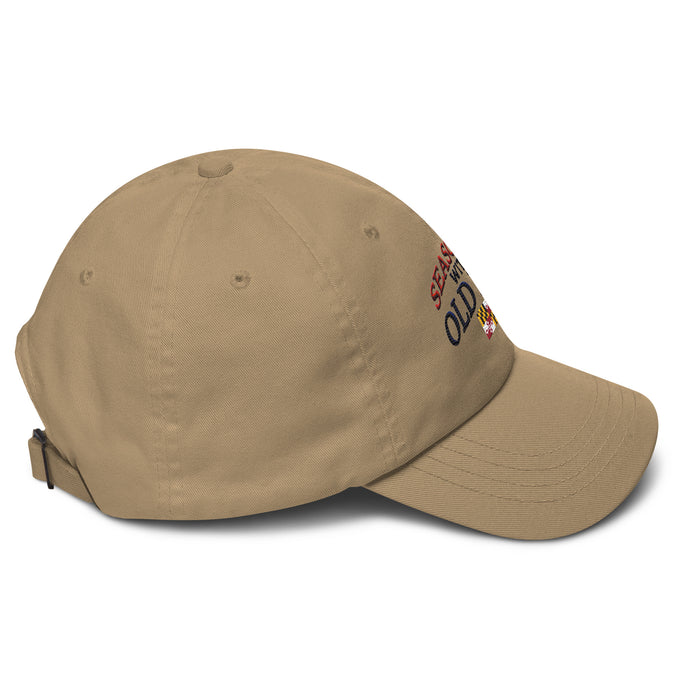 Seasoned With Old Bay Embroidered Dad Hat - Adjustable Strap, Low Profile Style Great Gift Idea Maryland Chesapeake