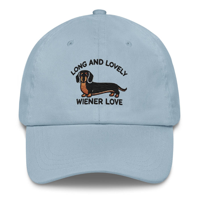 Embroidered "Dachshund Long and Lovely Weiner Love" Dad Hat, Low Profile Adjustable Cap Dog Hat