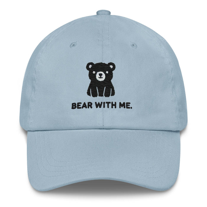 Embroidered "Black Bear - Bear with Me" Dad Hat, Low Profile Adjustable Cap Great Gift Camping Hat Hiking Hat