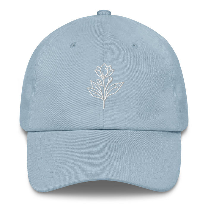 Minimalist Embroidered Floral Line Art Dad Hat Stylish and Adjustable Beautiful Simple Flower Hat