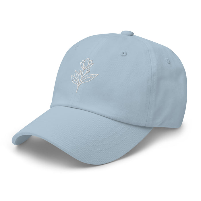 Minimalist Embroidered Floral Line Art Dad Hat Stylish and Adjustable Beautiful Simple Flower Hat