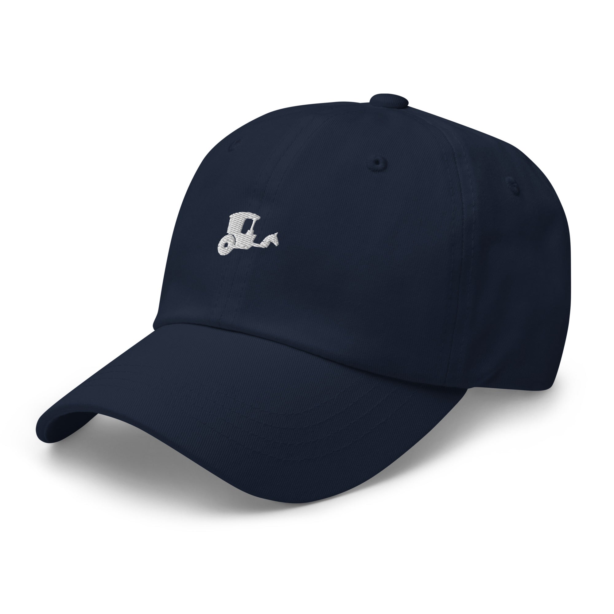 New York Carriage embroidered cotton twill hat navy front view minimalist carriage embroidery Trini Skies Central Park