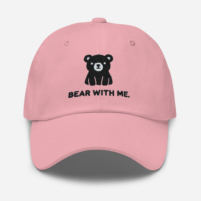 Embroidered "Black Bear - Bear with Me" Dad Hat, Low Profile Adjustable Cap Great Gift Camping Hat Hiking Hat