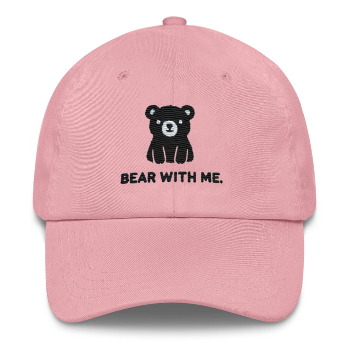 Embroidered "Black Bear - Bear with Me" Dad Hat, Low Profile Adjustable Cap Great Gift Camping Hat Hiking Hat