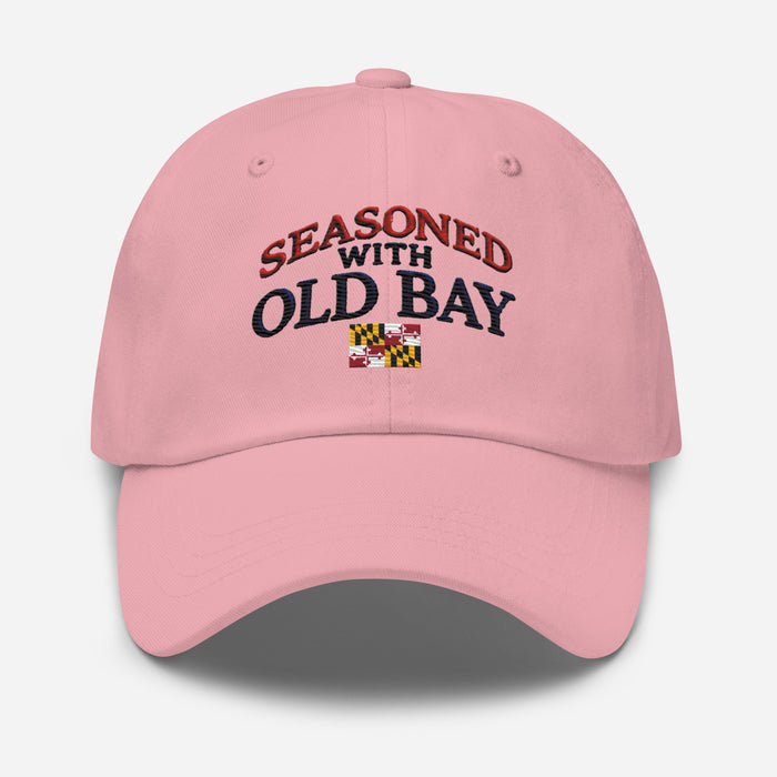 Seasoned With Old Bay Embroidered Dad Hat - Adjustable Strap, Low Profile Style Great Gift Idea Maryland Chesapeake