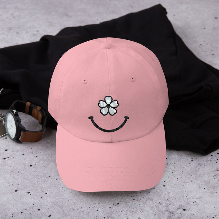 Bloom with Joy Embroidered Floral Smiley Face Dad Hat Fill Your Day With Simple Joys Great Gift Idea