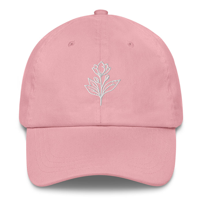 Minimalist Embroidered Floral Line Art Dad Hat Stylish and Adjustable Beautiful Simple Flower Hat