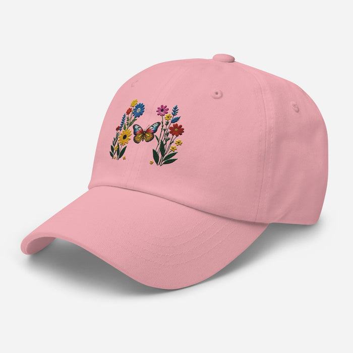 Embroidered Butterfly and Flower Dad Hat Adjustable Low Profile Design Womens Hat Mom Gift Daughter Gift