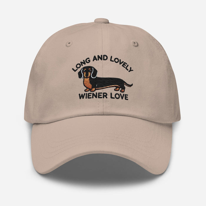 Embroidered "Dachshund Long and Lovely Weiner Love" Dad Hat, Low Profile Adjustable Cap Dog Hat