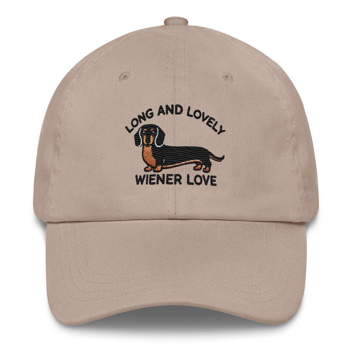 Embroidered "Dachshund Long and Lovely Weiner Love" Dad Hat, Low Profile Adjustable Cap Dog Hat