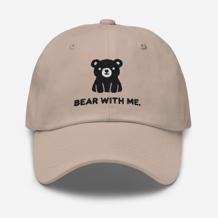 Embroidered "Black Bear - Bear with Me" Dad Hat, Low Profile Adjustable Cap Great Gift Camping Hat Hiking Hat