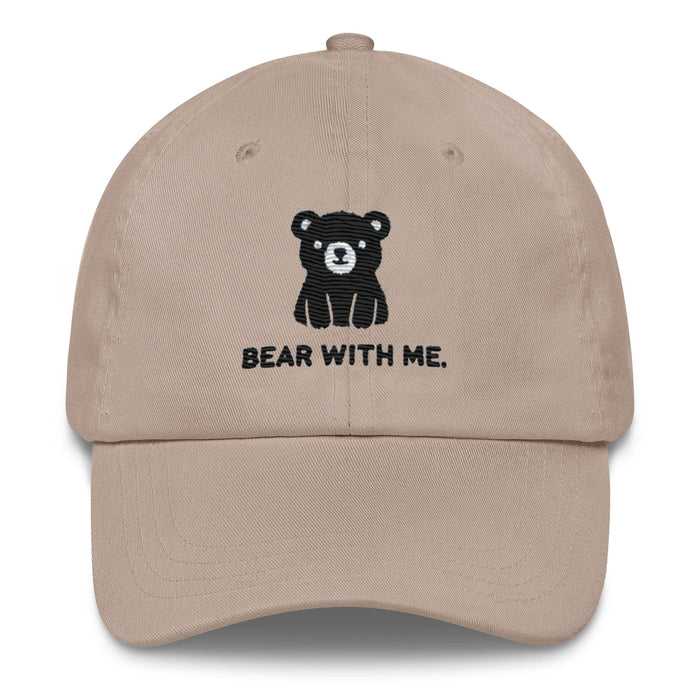 Embroidered "Black Bear - Bear with Me" Dad Hat, Low Profile Adjustable Cap Great Gift Camping Hat Hiking Hat