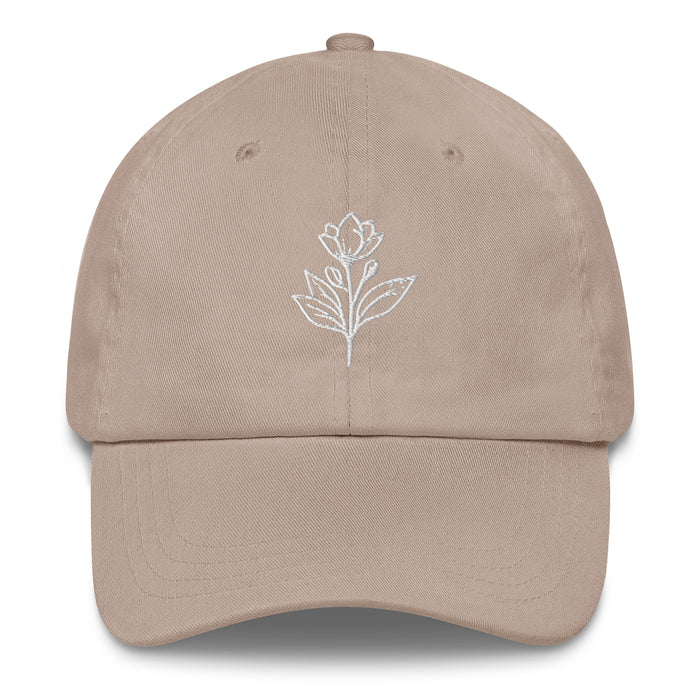 Minimalist Embroidered Floral Line Art Dad Hat Stylish and Adjustable Beautiful Simple Flower Hat