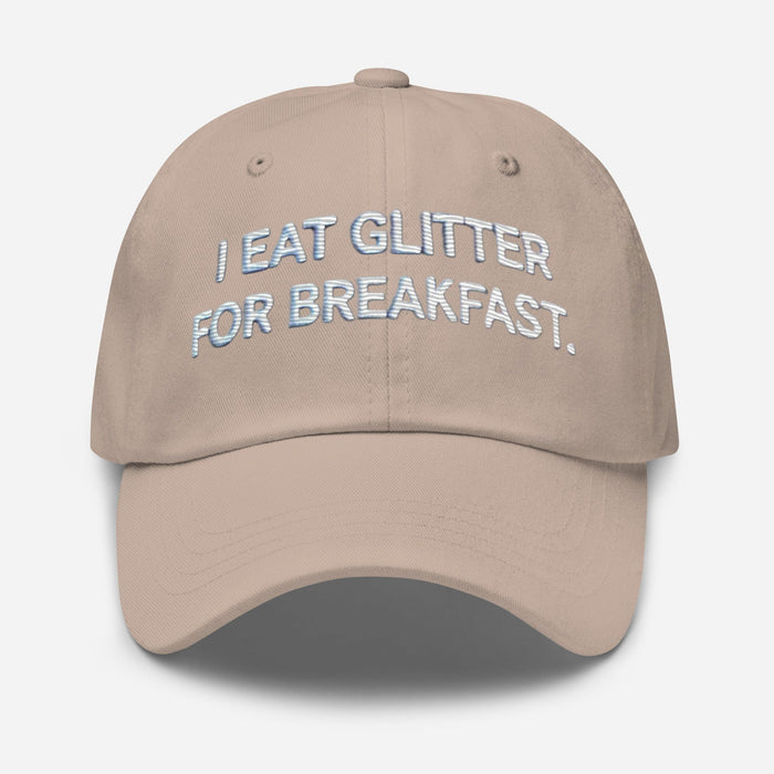 Embroidered I Eat Glitter for Breakfast Dad Hat – Fun Unisex Adjustable Cap Humor Funny Hat