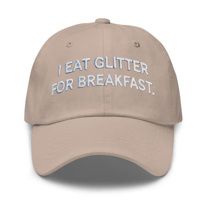 Embroidered I Eat Glitter for Breakfast Dad Hat – Fun Unisex Adjustable Cap Humor Funny Hat