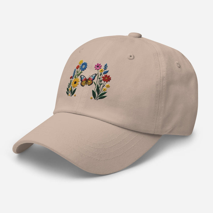 Embroidered Butterfly and Flower Dad Hat Adjustable Low Profile Design Womens Hat Mom Gift Daughter Gift