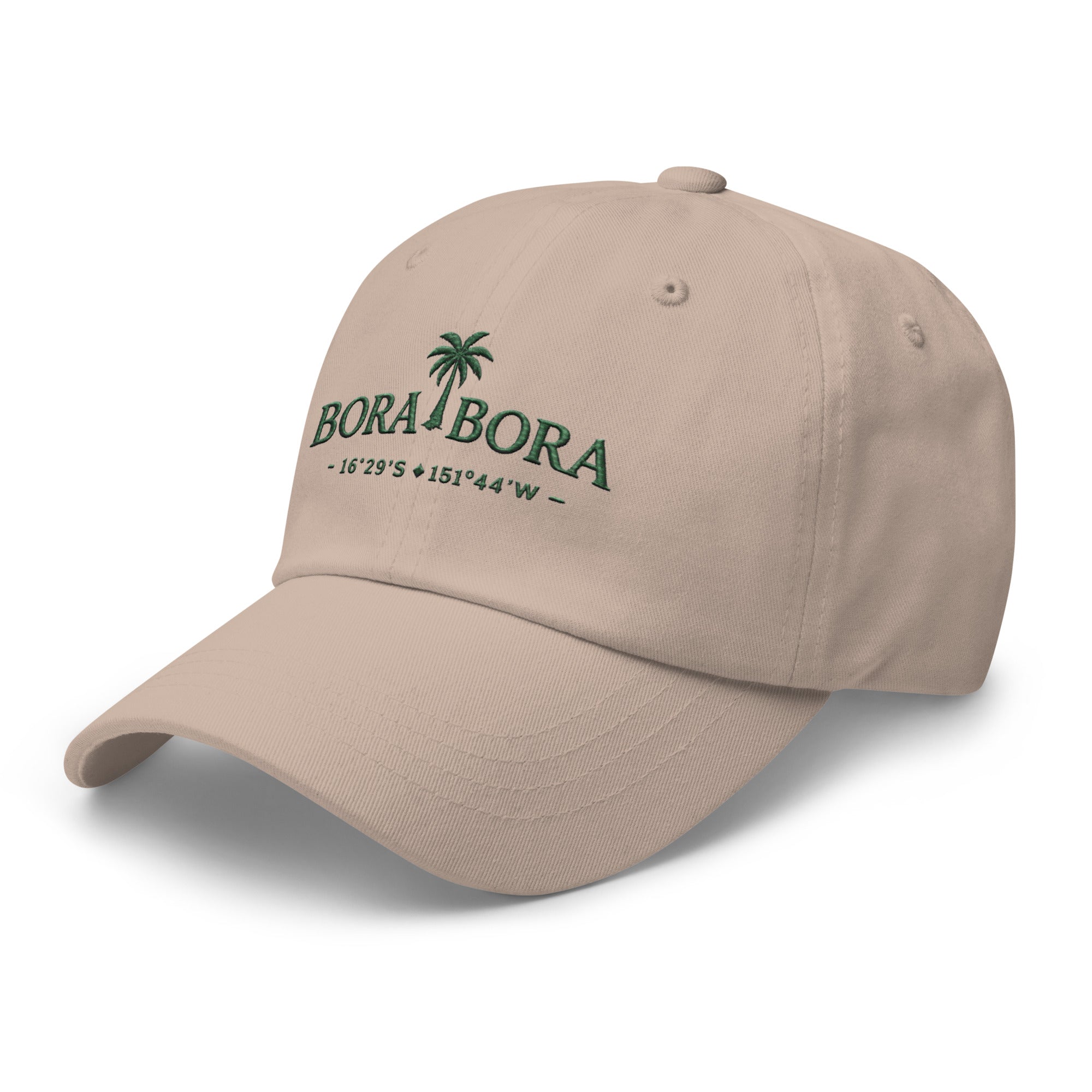 Sand Bora Bora French Polynesia embroidered dad hat front view on clean neutral background