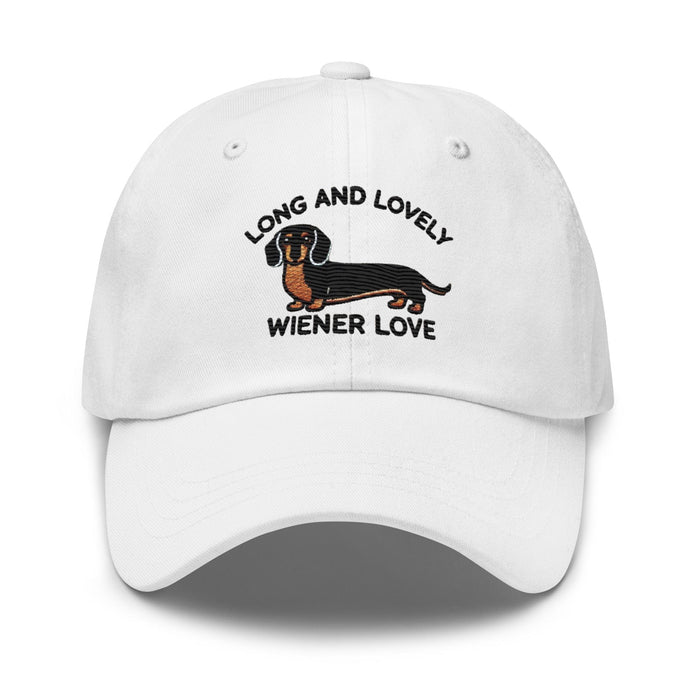 Embroidered "Dachshund Long and Lovely Weiner Love" Dad Hat, Low Profile Adjustable Cap Dog Hat