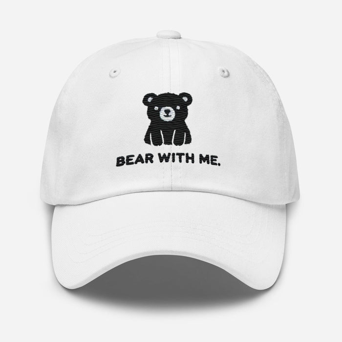 Embroidered "Black Bear - Bear with Me" Dad Hat, Low Profile Adjustable Cap Great Gift Camping Hat Hiking Hat