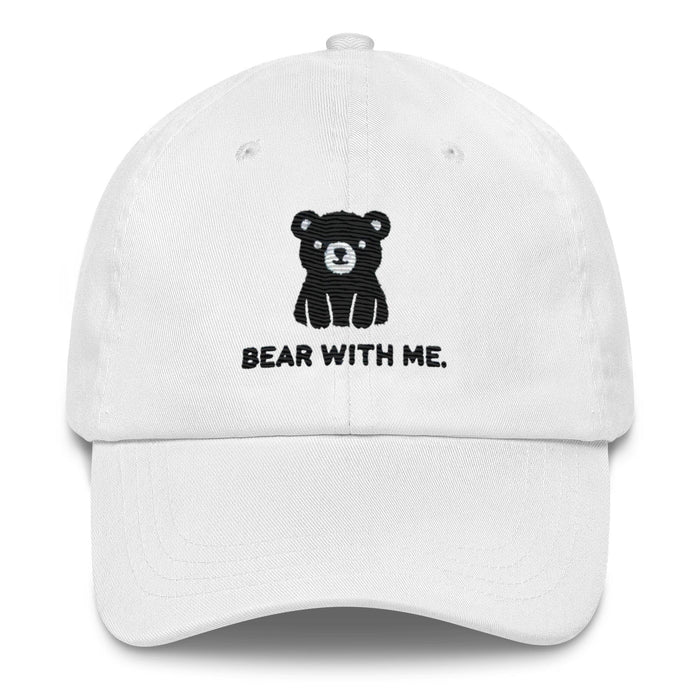 Embroidered "Black Bear - Bear with Me" Dad Hat, Low Profile Adjustable Cap Great Gift Camping Hat Hiking Hat