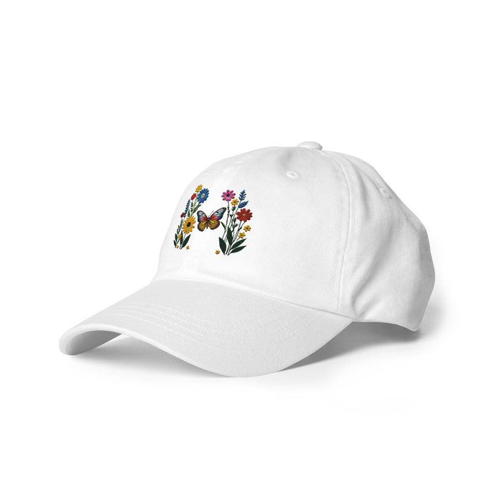 Embroidered Butterfly and Flower Dad Hat Adjustable Low Profile Design Womens Hat Mom Gift Daughter Gift