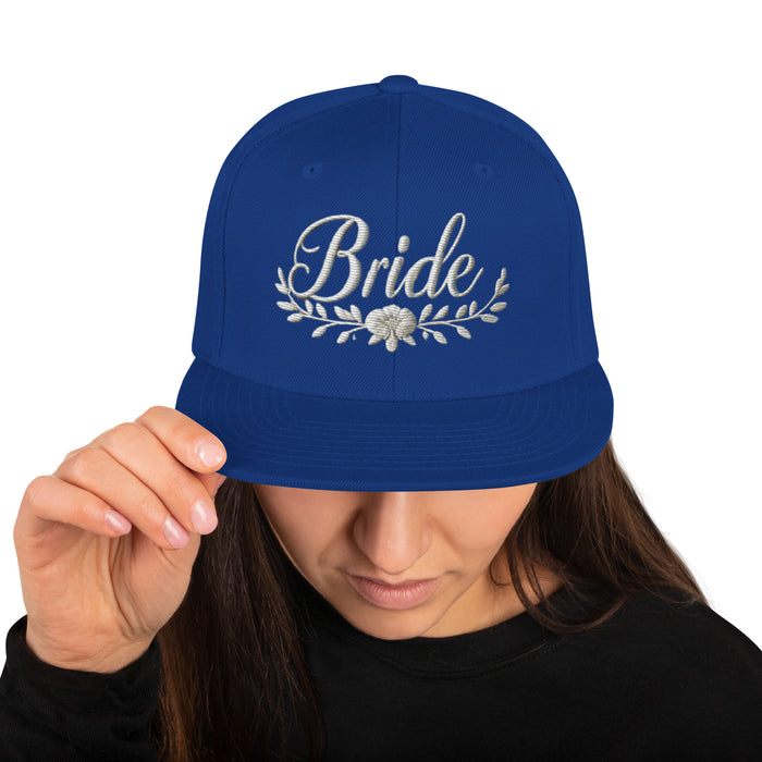 Trendy Embroidered Snap Back Bride Hat: Chic Adjustable Low-Profile Design for Every Brides Special Occasion Bridal Gift