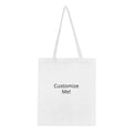 Plain white long handle tote with reinforced stitching