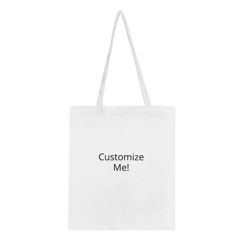 Plain white long handle tote with reinforced stitching
