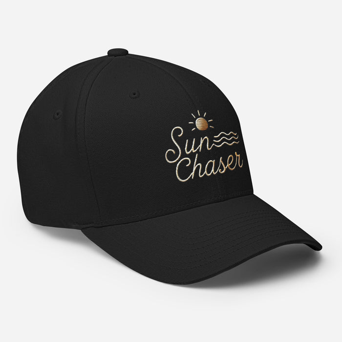 Sunchaser Embroidered Structured Twill Cap. Stretch Fit Athletic Hat