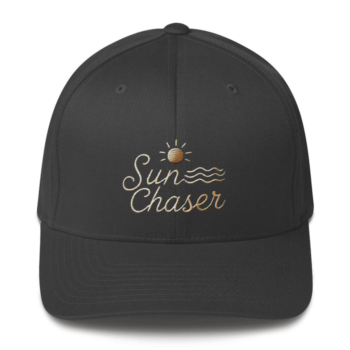 Sunchaser Embroidered Structured Twill Cap. Stretch Fit Athletic Hat