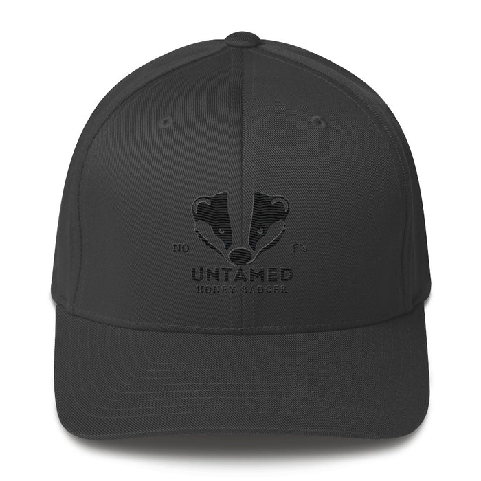 Untamed Badger Embroidered Structured Twill Cap. Stretch Fit Athletic Hat