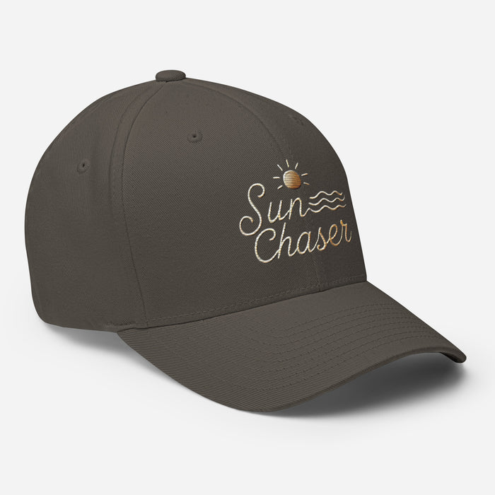 Sunchaser Embroidered Structured Twill Cap. Stretch Fit Athletic Hat