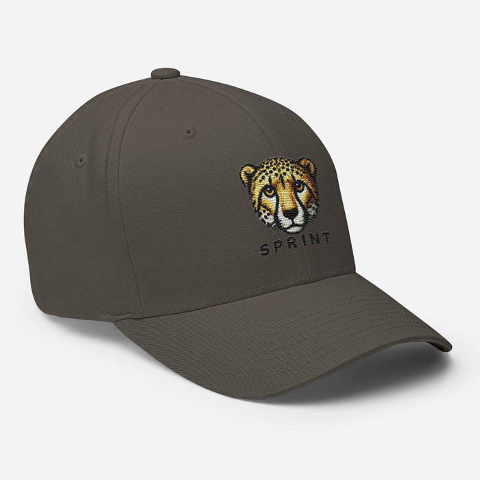 Embroidered Cheetah Structured Twill Cap, Stretch Fit Athletic Hat Wildlife Hat Camping Hiking Great Gift Ideas